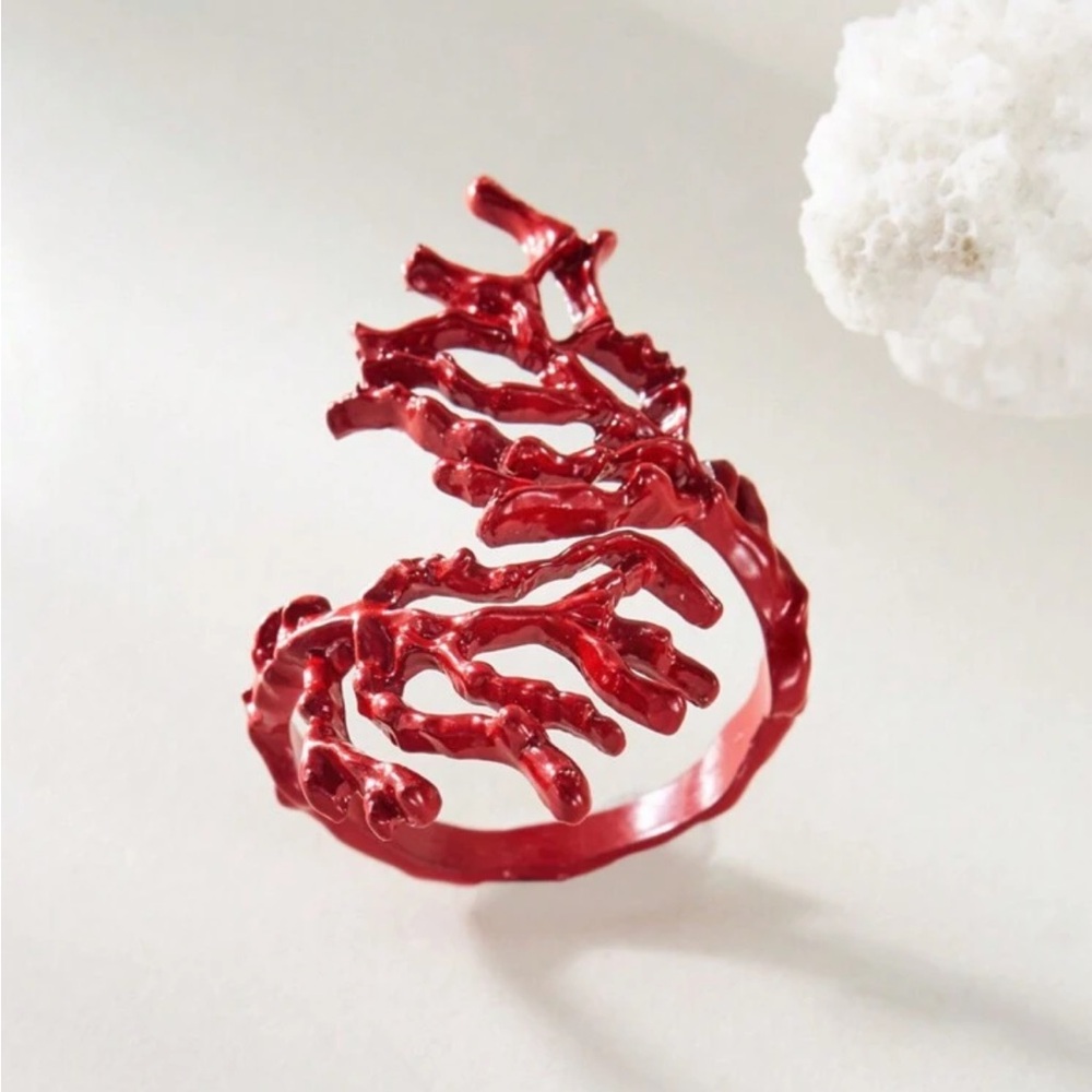 Elegant Red Coral-Inspired Ring R303 - Picture 4 of 4
